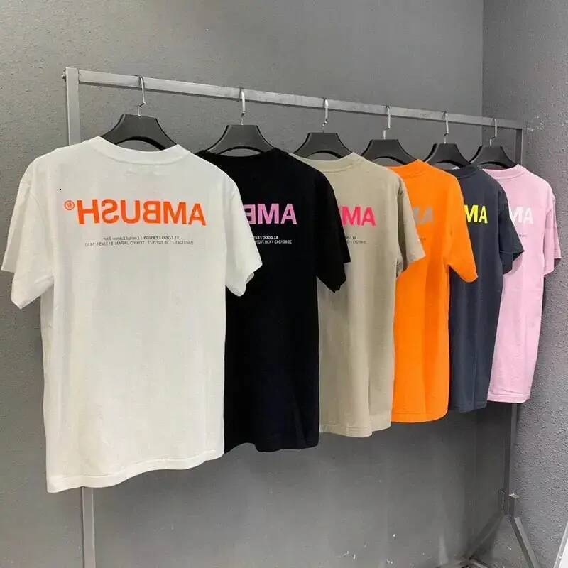 Men T-Shirt Designer Mens AMBUSH T Shirt Short short sleeve Sleeve Chest Letter Reflective Basic Men And Women Couple Tees Tops Trendy Fashion Tee