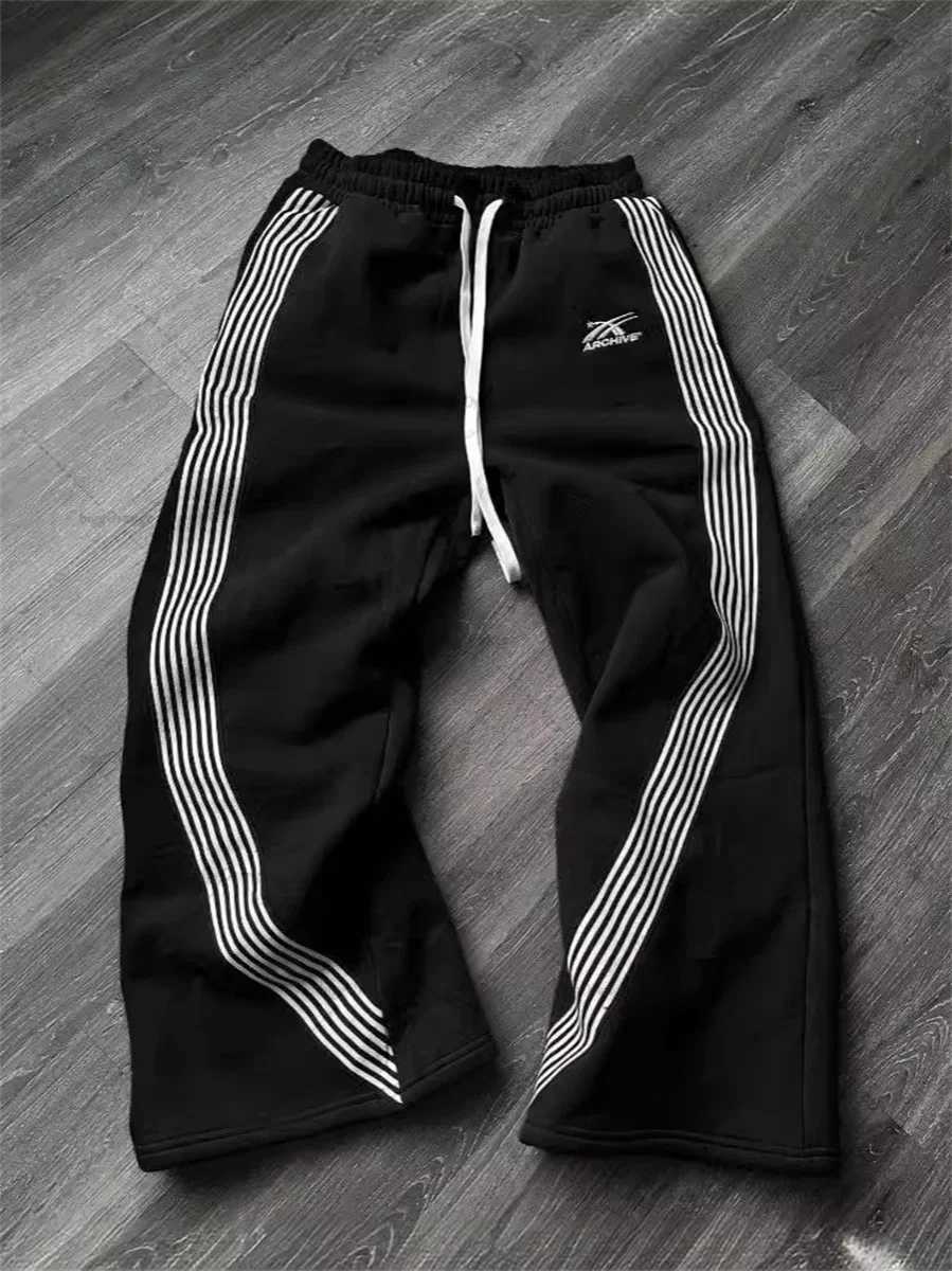 Y2k Embroidered Black Gray Casual Pants Camo Functional Tactical Functional Men's Women's Premium Jogging Drawstring Sweatpants S26101610J