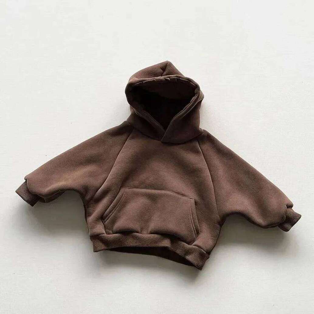Girls Hoodie Baby Boys pullover Casual Loose Pocket All Match Hooded Top Girls Simple Thick Pullover Cotton Clothes Winter Fleece Solid