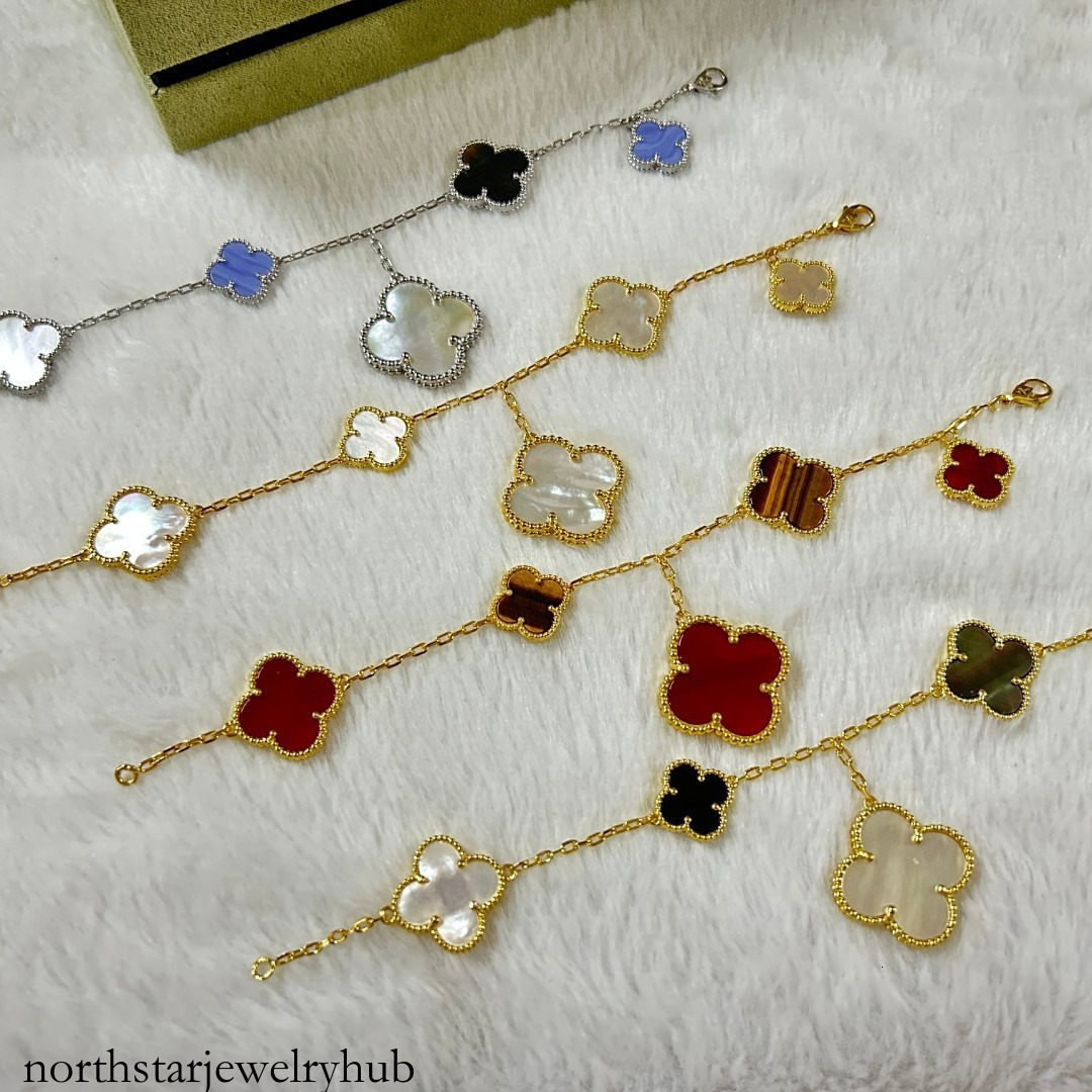 Designer Jewelry vanly V gold four-leaf clover five-flower irregular mother-of-pearl bracelet, style trendy