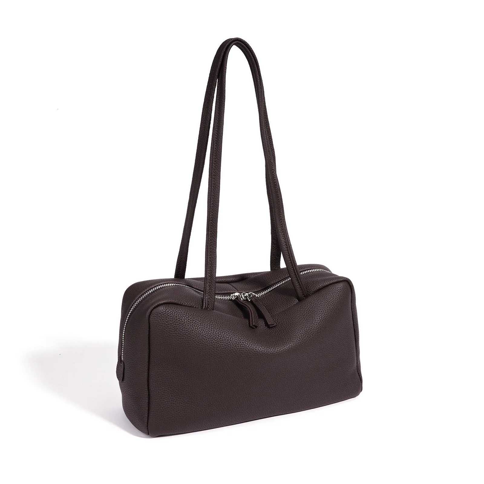 Evening Bags Women Genuine Grade Cow Leather Underarm Bag Large Capacity Ladies Cowhide Shoulder Bag Fashion Female High Quality Bowling Bag H261016