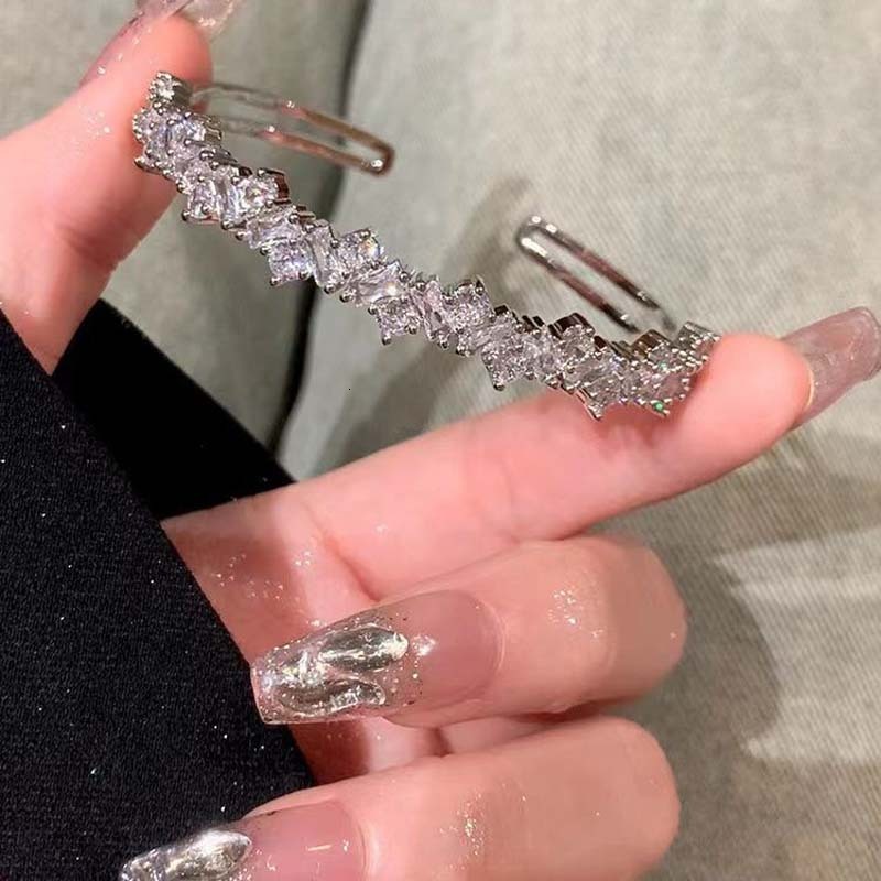 VITAJEW Luxury Silver Color Full Rhinestone Open Bangle For Women New Fashion Shiny Crystal Bracelet Wedding Jewelry Party Gift