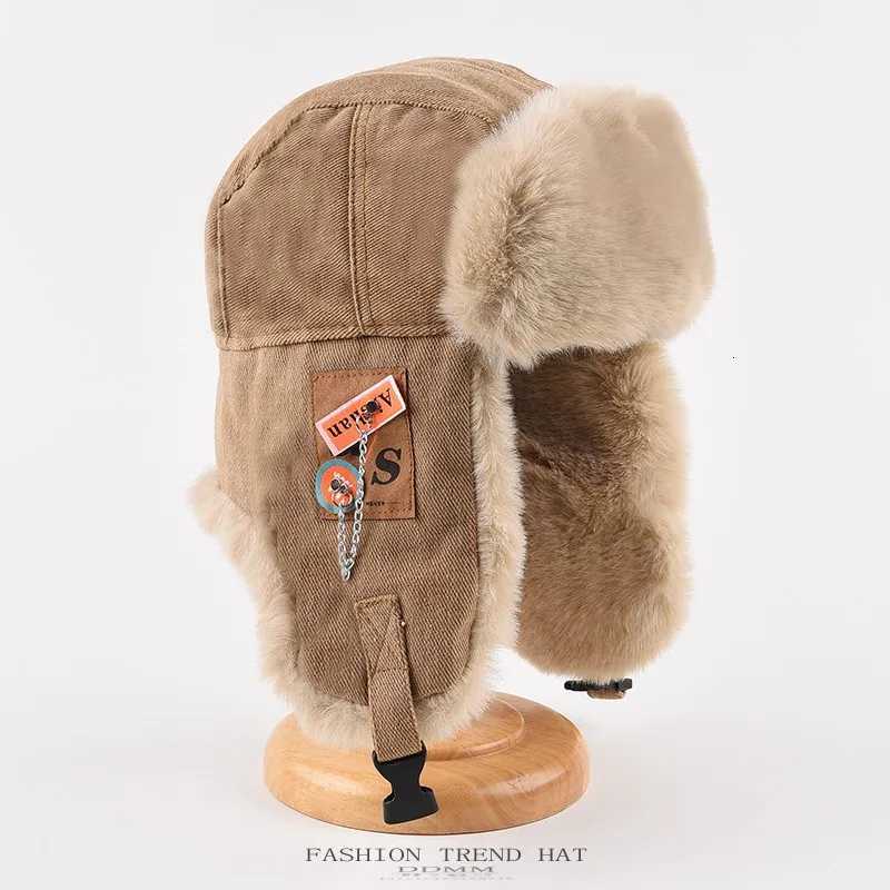 Trapper Hats Bomber Hat Men Women Thick Warm Russian Ushanka Fur Hat Fashion Male Female Winter Hat Black Grey Earflap Ski Russian CapT261017