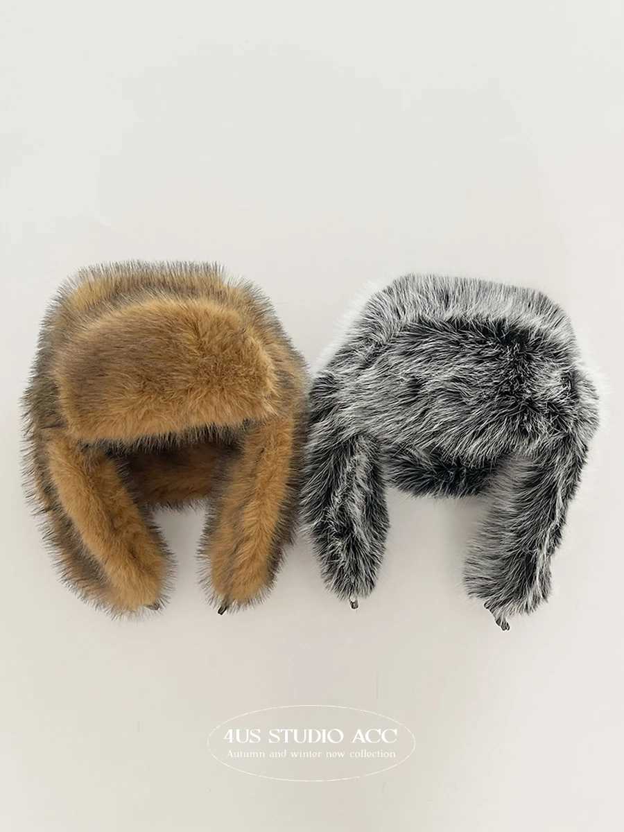 Trapper Hats Plush Lei Feng hat women's autumn and winter thickened warm face small ear hat ski hatT261017