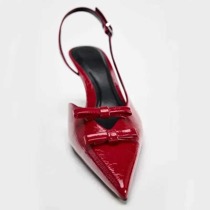 Ladies' High Heels Luxury Brand Designer Pointed Toe Heeled Sandals Women Sexy Red Thin Heels Women Elegant Bow Party Dress Shoe Q261015