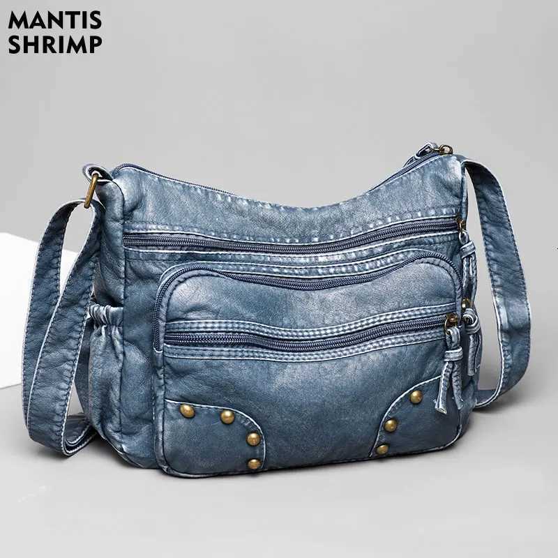 Cross Body Women Bag Female Handbags Washed PU Leather Hobos for Women Vintage Shoulder Messenger Pack Large Capacity Crossbody Bag H261016