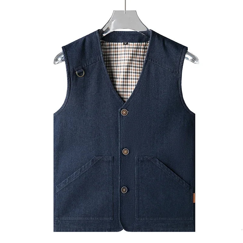 Plus Size 5xl 6xl 7XL Military Classic Vest Men Outdoors Cotton Multi Pocket Sleevless Jean Jacket Waistcoat Coat 261015