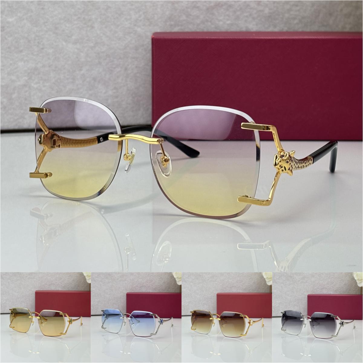 Hexagonal Oversized Sunglasses for Women 2026 Luxury Designer Rimless Leopard Head Outdoor Square Sun Glasses Female Black Trendy Shades occhiali da