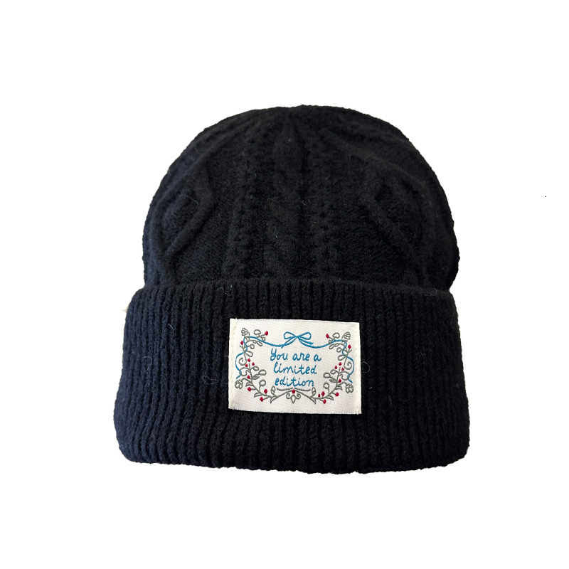 Korean-style knitted hat with patchwork design, casual versatile, warm and cold-resistant, ear-protecting, winter beanie