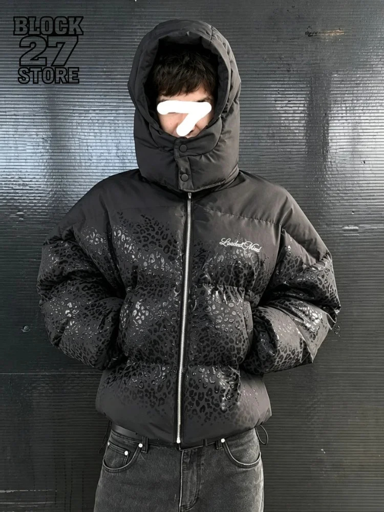 Y2K Water-reactive Fabric Cotton Thick Warm Coat Men's Vintage Zip Up Outerwear Casual Jacket Streetwear Fashion Parkas Clothing 261015
