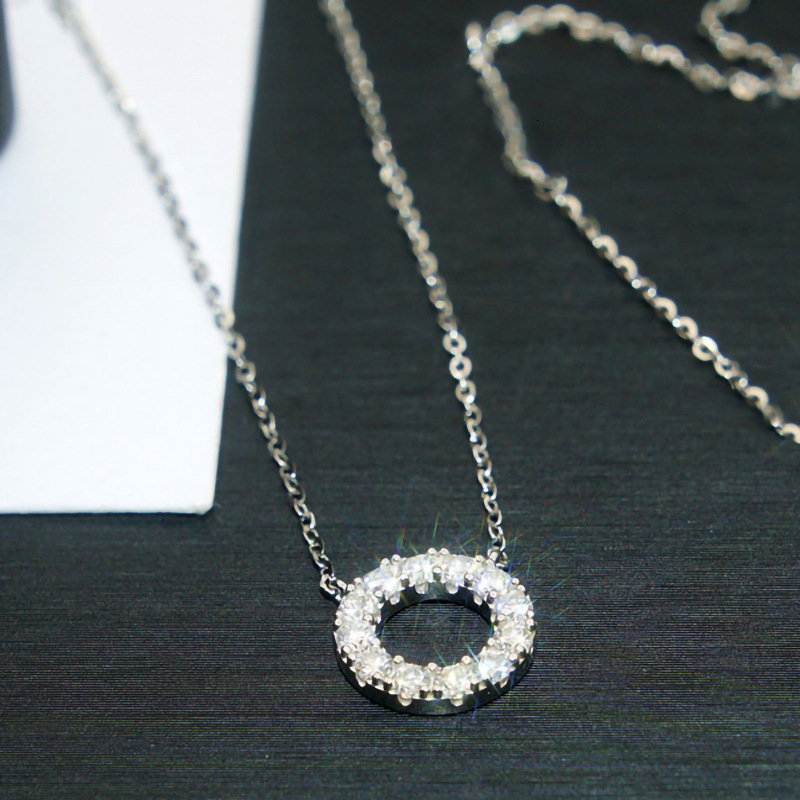 Huitan Factory Direct Sales: Round, Hollow Geometric Necklace With Micro-Paved Cubic Zirconia, A Sparkling Piece Of Jewelry For Everyday Elegance
