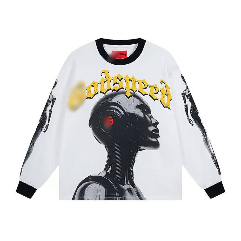 Godspeedilies Long Sleeve Designer Classic Skull Pattern Letter Printed Hoodie High Street Retro Harajuku Y2k Hip Hop Style Rinse Loose Good Speed H