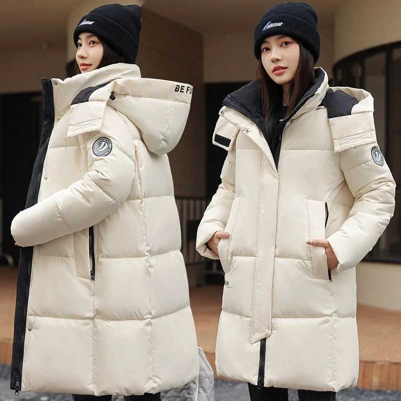 Women's Down Parkas Women'S Winter Down Cotton Jacket 2025 New Warm Thicken Cotton Padded Jacket Korean Loose Plus Size Parkas Outwear Lon