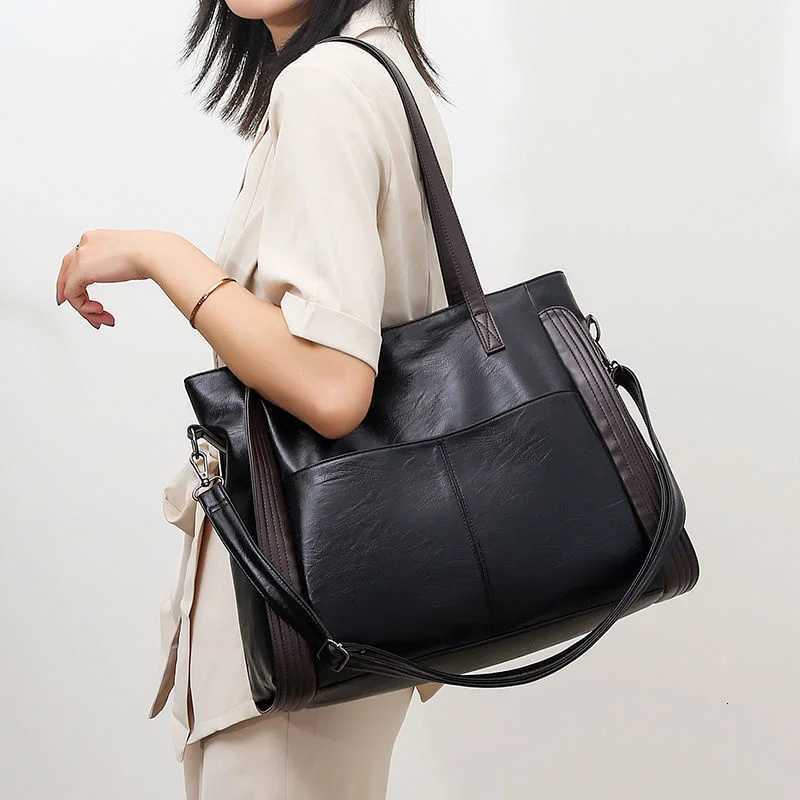 Evening Bags New Big Black Shoulder Bags for Women Large Hobo Shopper Bag High Quality Soft Leather Crossbody Handbag Lady Travel Tote Bag H261016