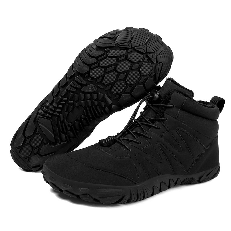 Winter Barefoot Boots Unisex Waterproof Cold Weather Snow Boots Warm Fur Lined Wide Toe Box Non Slip Outdoor Hiking Shoes