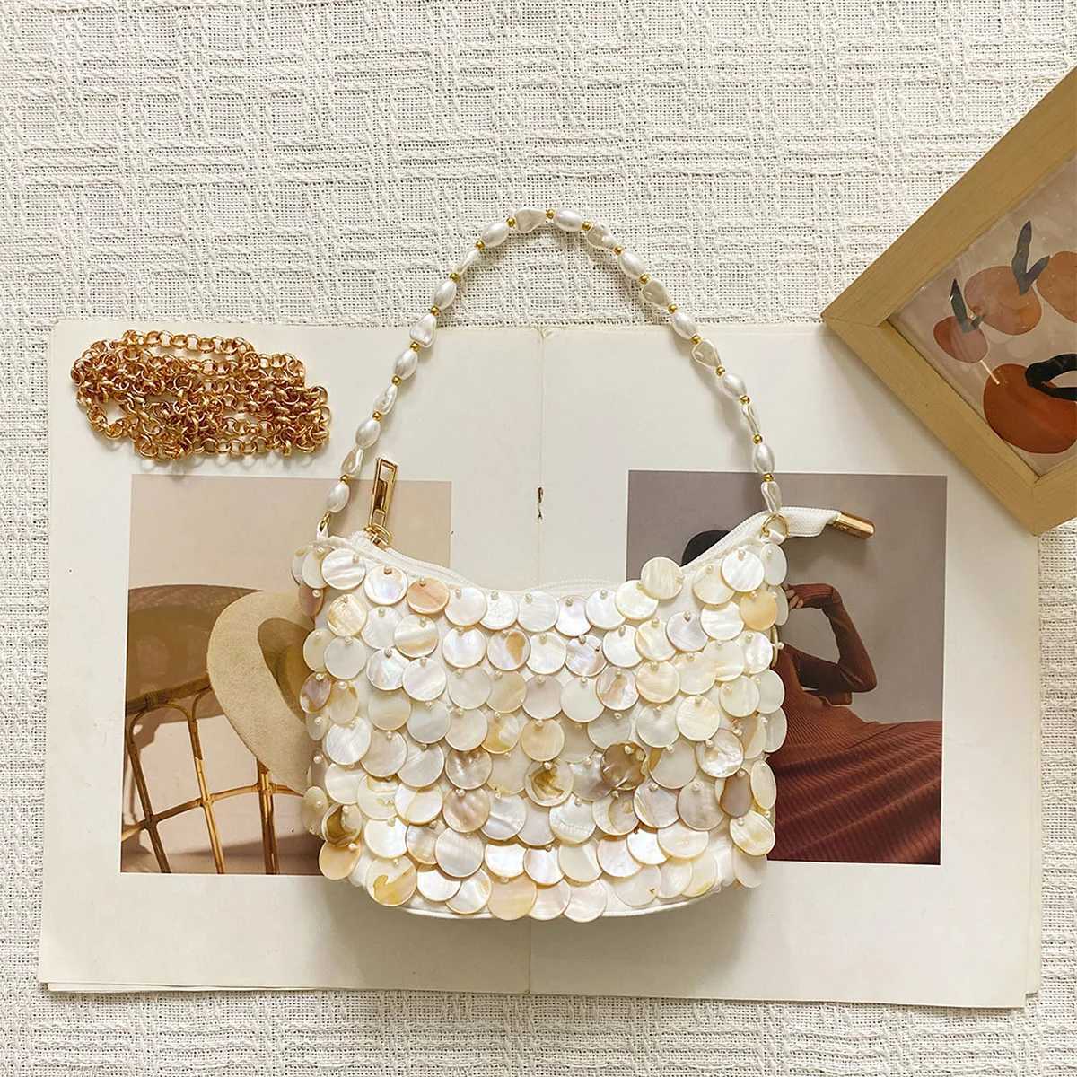 Evening Bags Totes Summer Beach Vacation Handmade Woven Shell Dumpling Bag Hand Sewn Heavy Industry Niche Fashion Trend Hand-held Crossbody Bag H261