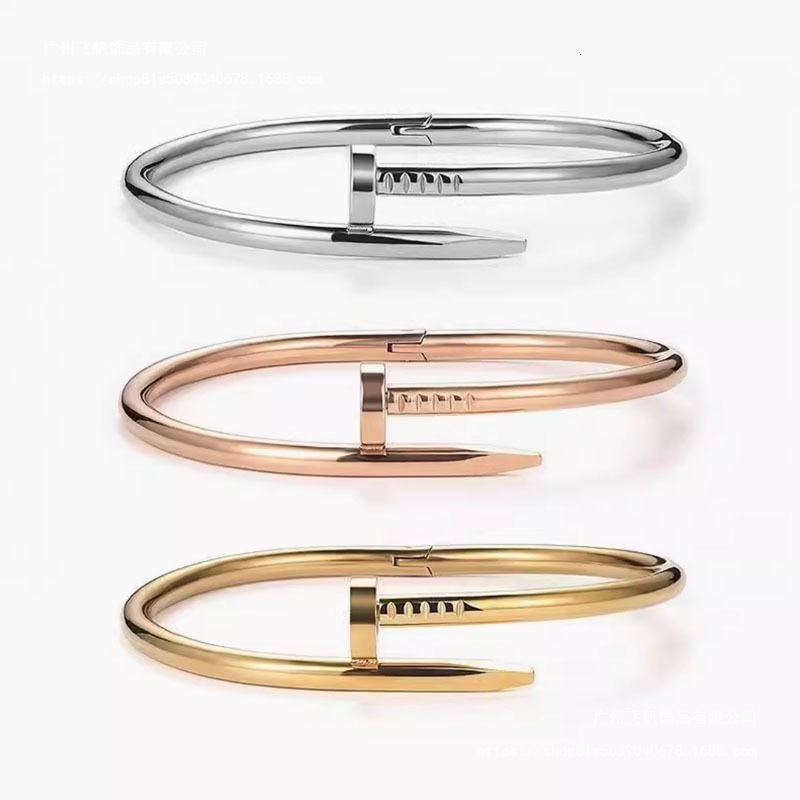 Luxury Designer Jewelry with CNC nail head tail, smooth surface, available in thick and thin versions, full of diamonds, solid bracelet