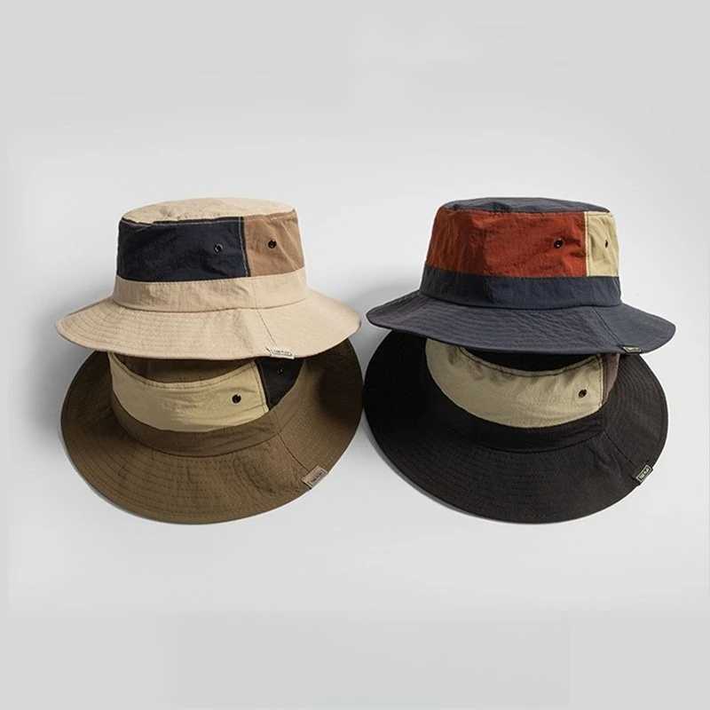 Summer Japanese Sun Style Protection Bucket Hat Color Matching Casual Hat Unisex for Outdoor Hiking Camping Travel Daily Wear M261016