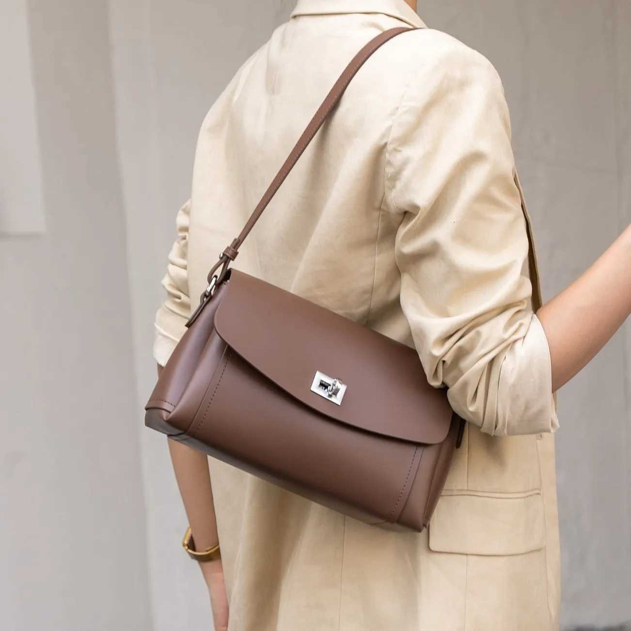 Evening Bags Cowhide Genuine Leather Handbags Female Crossbody Bags Shoulder Bag Women Bags New Large Capacity New Square Bag H261016