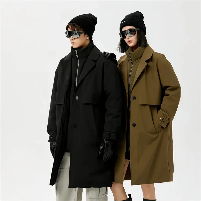 Winter Comfortable Gender Neutral Style Long Down Coat Fleece Lined Couple Outdoor Climbing Fashionable Trend Soft Jackets 261013
