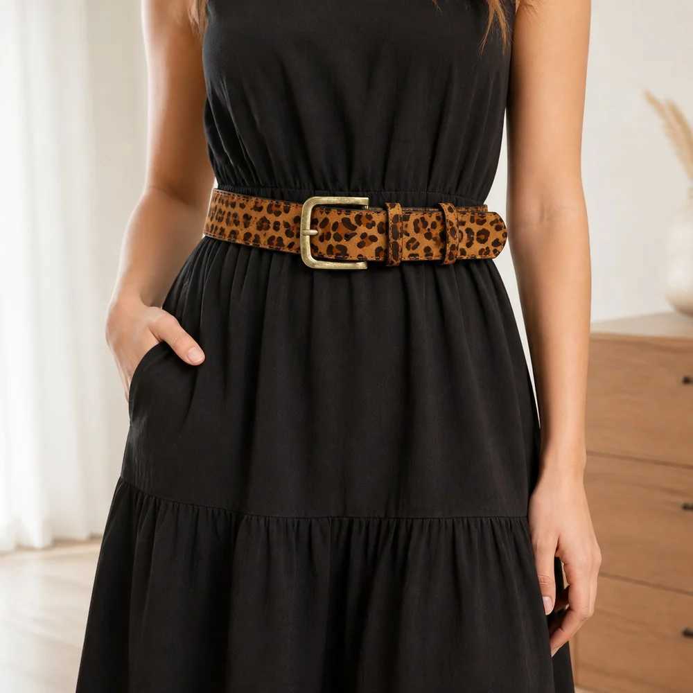 Camel Leopard Print Pin Buckle Fashion Belt Womens Animal Pattern Adjustable Jeans Dress Festival Casual Fashion Waist Accessory S261017TERJ