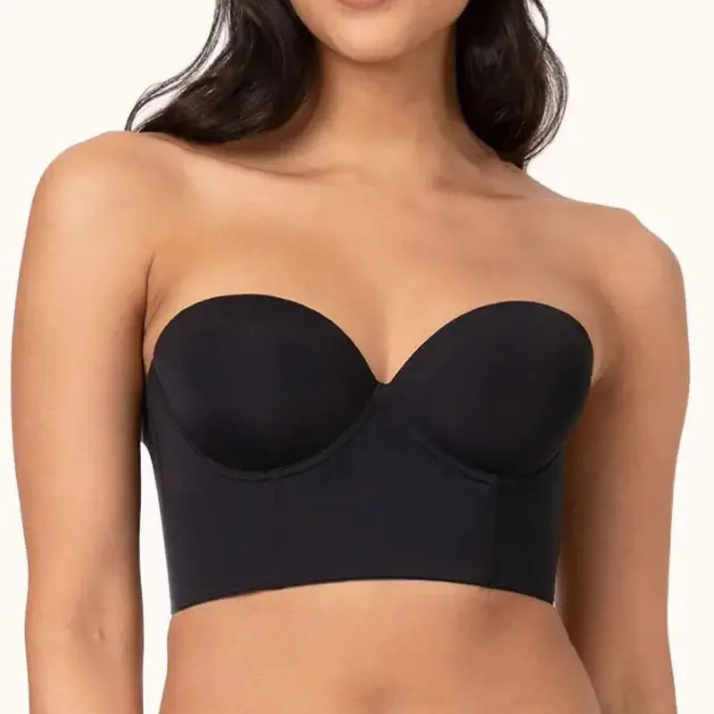Full Support NonSlip Convertible Bandeau Bra Women Backless Low Back AntiSlip Strapless Bra Invisible Push Up Bra Underwear 261016