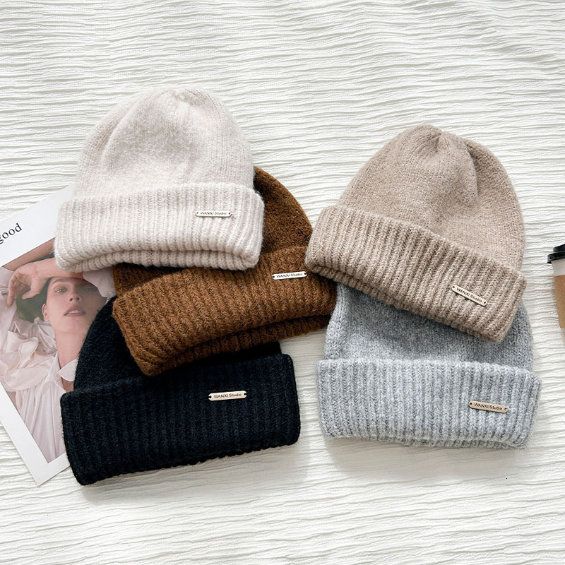 Knitted for Women Autumn and Winter Korean Versatile FaceSlimming Internet Celebrity Japanese Style Large Head Circumference Warm Ear Protection Hat