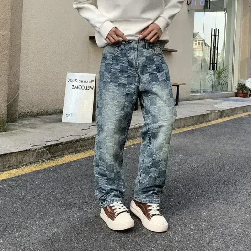 Men Jeans Designer Luxury Brand Loose Plus Straight Leg Jeans A Must Have For Street Fashion Men's trousers And Women's Spring Color Block