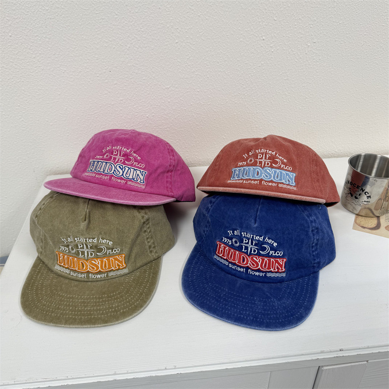 Korean Style Niche Retro Washed Flat Brim Hat Embroidered Letter Baseball Soft Top Face Slimming Versatile Duckbill Cap for Women