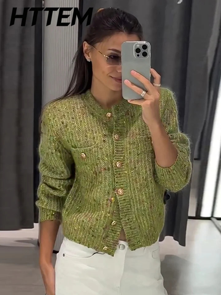 Street Knitted Womens Cardigan Full Sleeve ONeck SingleBreasted Lady Top 2026 Autumn Winter Fashion Female Outerwear 261016