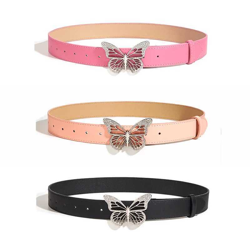 Korean-Style Exquisite Metal Butterfly Rhinestone Snap-Button Belt Fashionable Trendy Versatile Minimalist Retro Belts S26101722NE