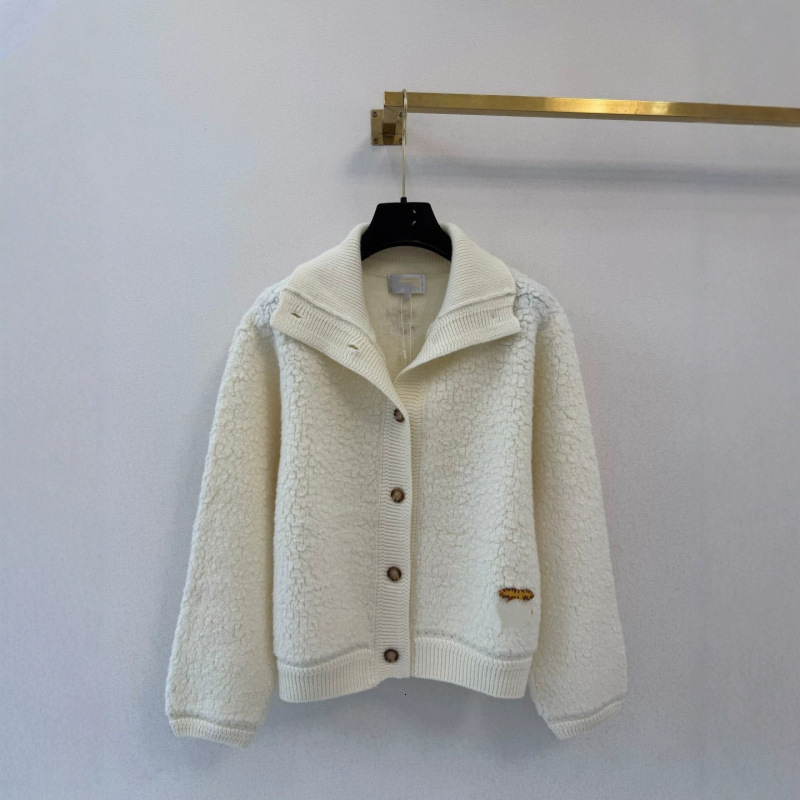 Designer Early Autumn New Model Solid Color Simple Turn-Down Collar Knitted Long-Sleeve Cardigan 331a