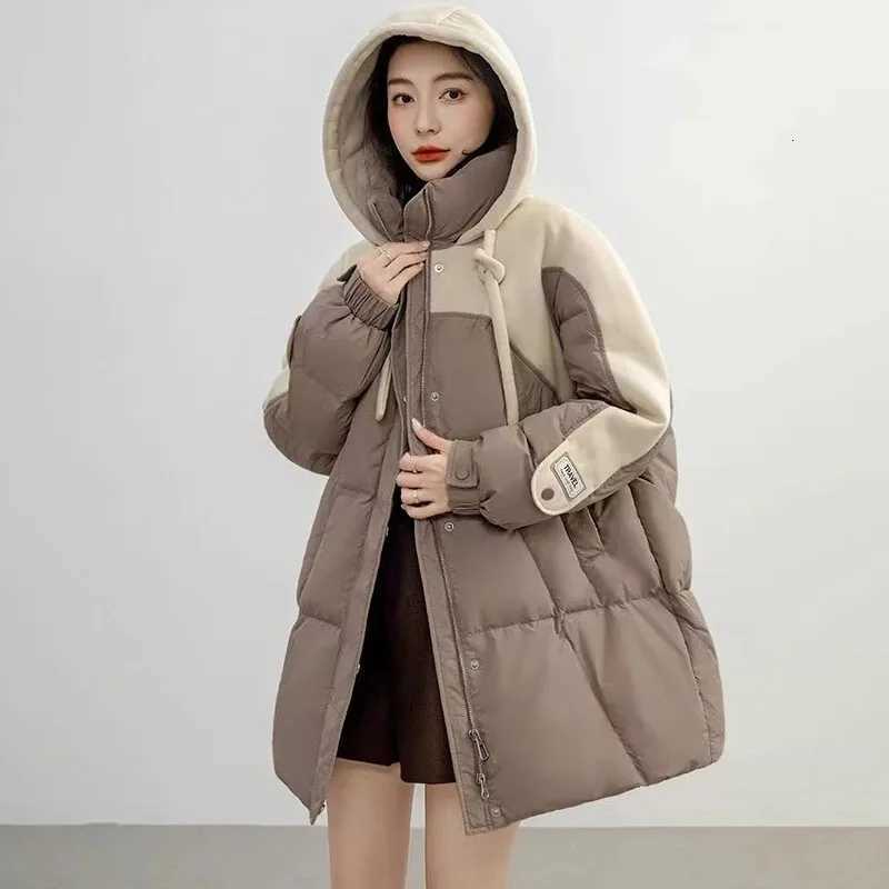 Women's Down Parkas New Women's Korean Cotton-padded Jacket Long Winter Warm Down Cotton Coat Fashion Female Loose Hooded Parker Outerwear