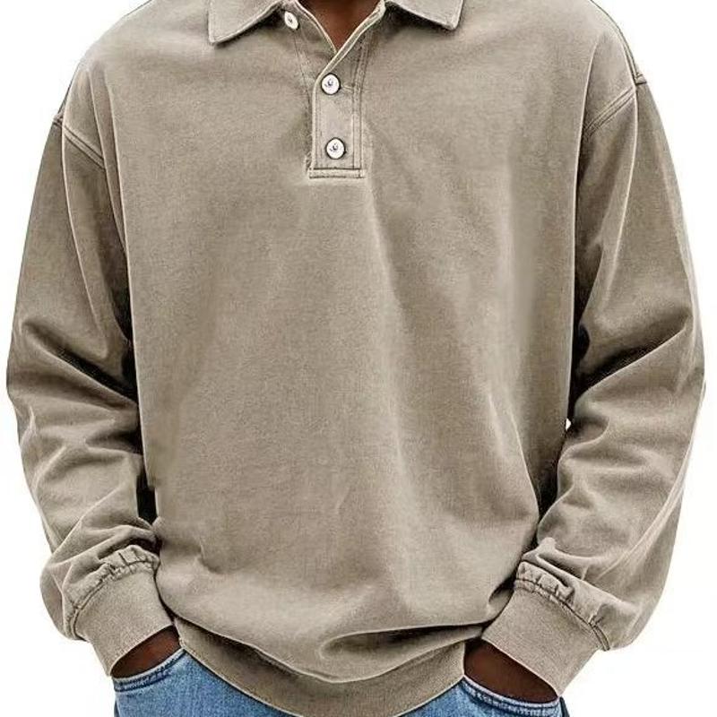 Designer Men's Casual Long Sleeve Button Down Polo Shirt Loose Fit Lapel Collar Business Casual Top Spring Autumn Wear