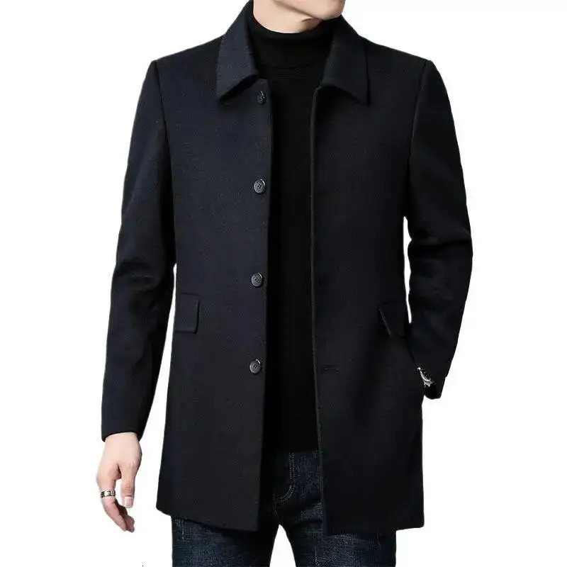 2026 Coat Mens Medium and Long DoubleSided Woolen Windbreaker Four Seasons Lapel Wool Jacket 261016
