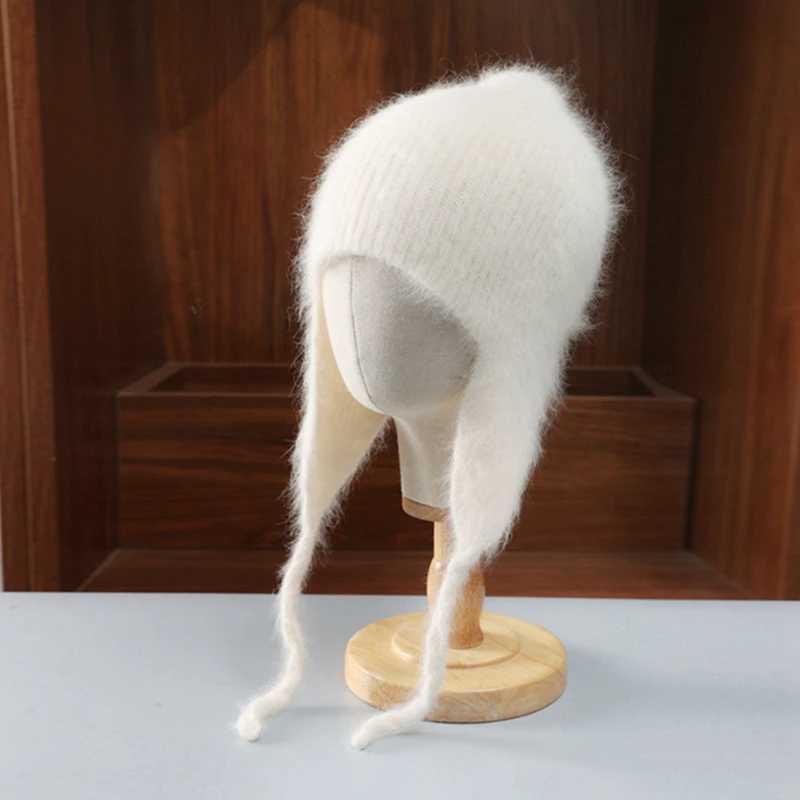 Beanie/Skull Caps Mink Cashmere Bomber Hat for Women Men Winter Ear Protect Beanies Soft Warm Korea Fashion Y2K Street Wear Bonnet Casual Ski Cap Q2