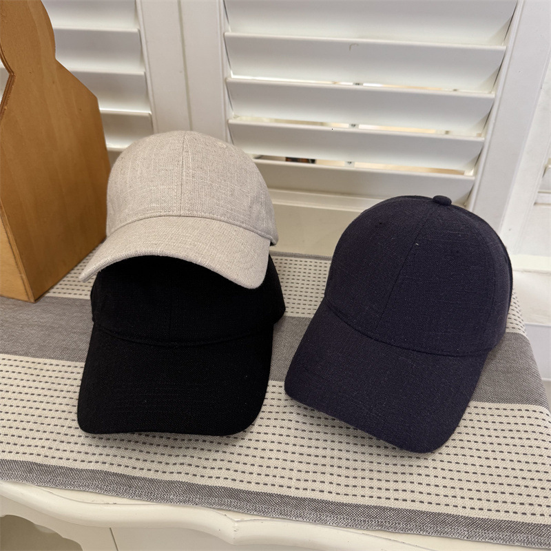 Koreanstyle linen solid color softtop baseball for men and women simple fashionable versatile breathable casual new trendy duckbill cap