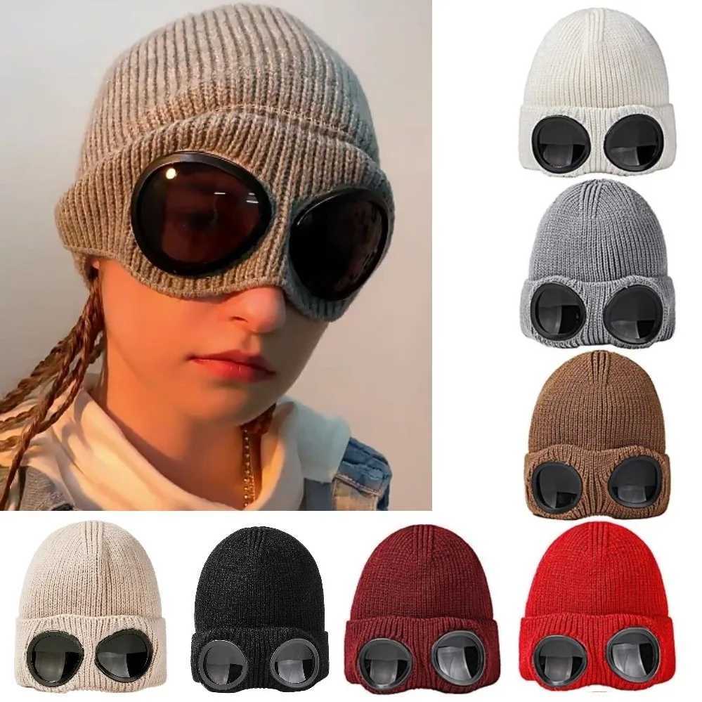Ear Protection Knitted Hat Winter Ski Thermal Cap With Goggles Keep Warm Beanie S261017Q8GC