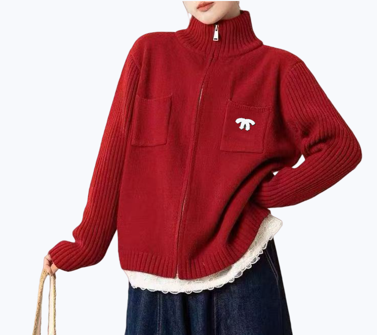 Designer womens knitted cardigan womens sweaters luxury brand autumn and winter new knitted knitted cardigan casual loose long sleeved coat for zipp