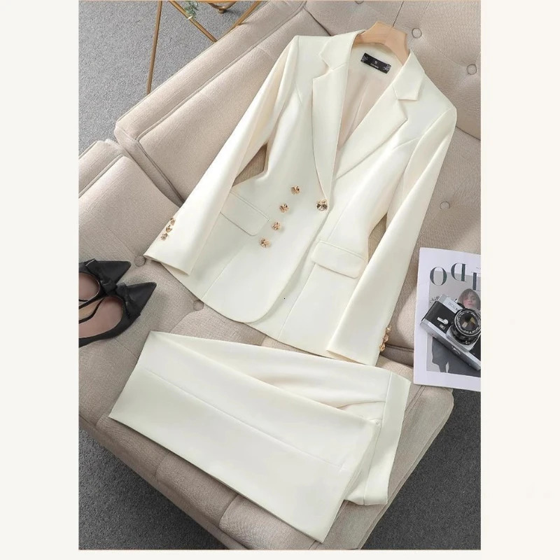 Pant Suit Two Piece Sets Womens Outifits Ladies Female Temperament Business Work Wear Formal Blazer Jacket and Trouser 261016