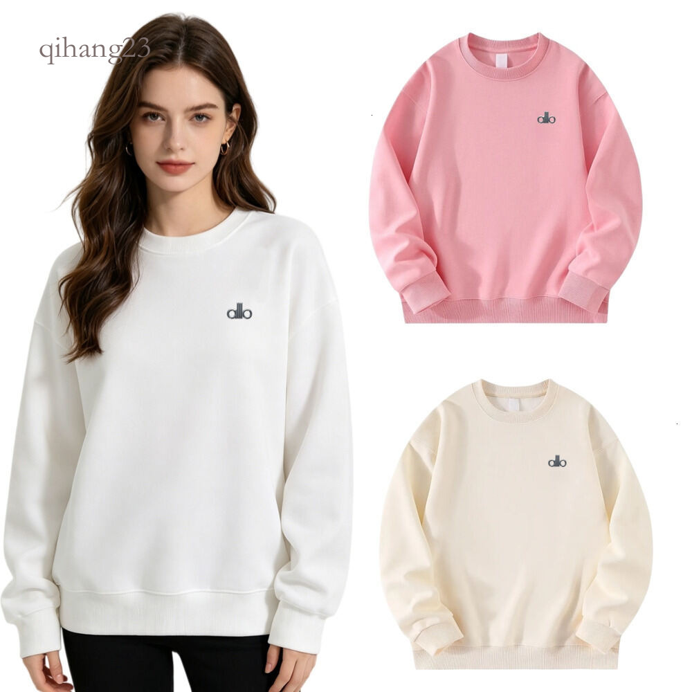Aloismitys Sweatshirt Women Clothes Designer Loose Round Neck Pullover Top Soft Looped Cotton Chest Minimalist Sportswear Gym Hoodies Set Aalloo Tra