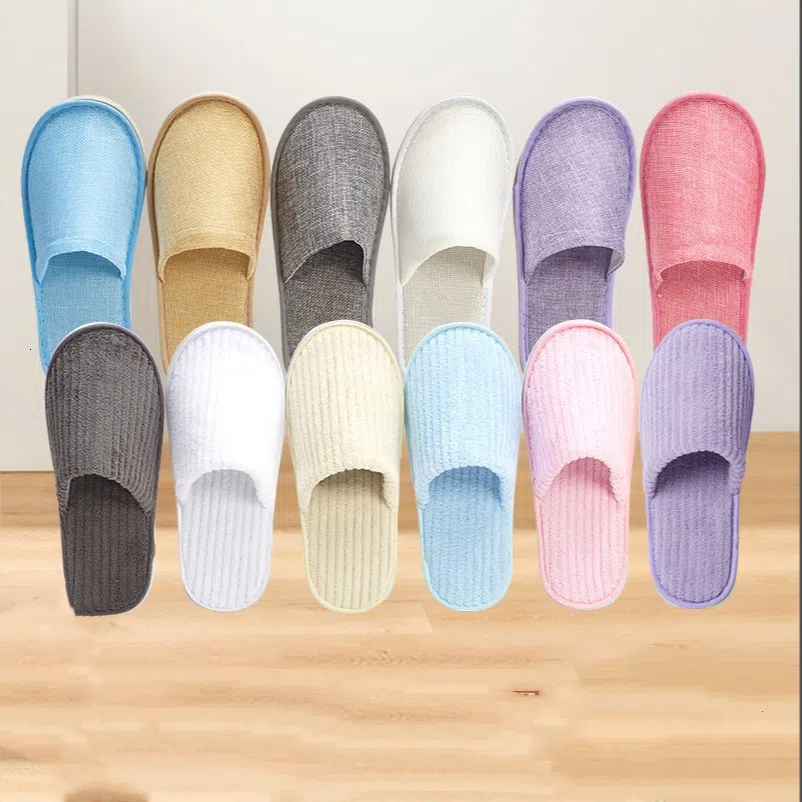 5Pairs/Lot Men Women Disposable Hotel Guest Slippers Cotton Slides Home Travel SPA Slipper Hospitality Cheap Indoor Slip-on ddmykukumalu