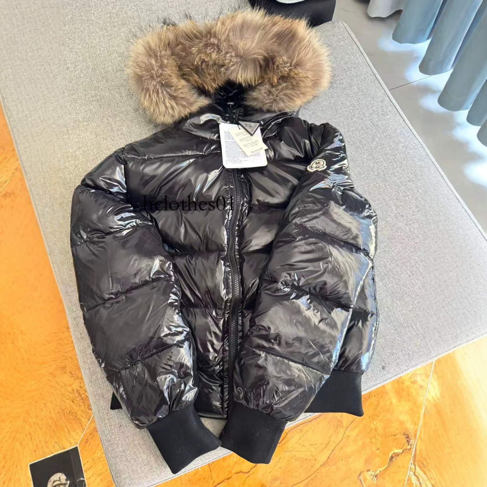 26SS Montag women's European American cross-border autumn and winter fox fur hat zippered waist-cinching short warm down jacket
