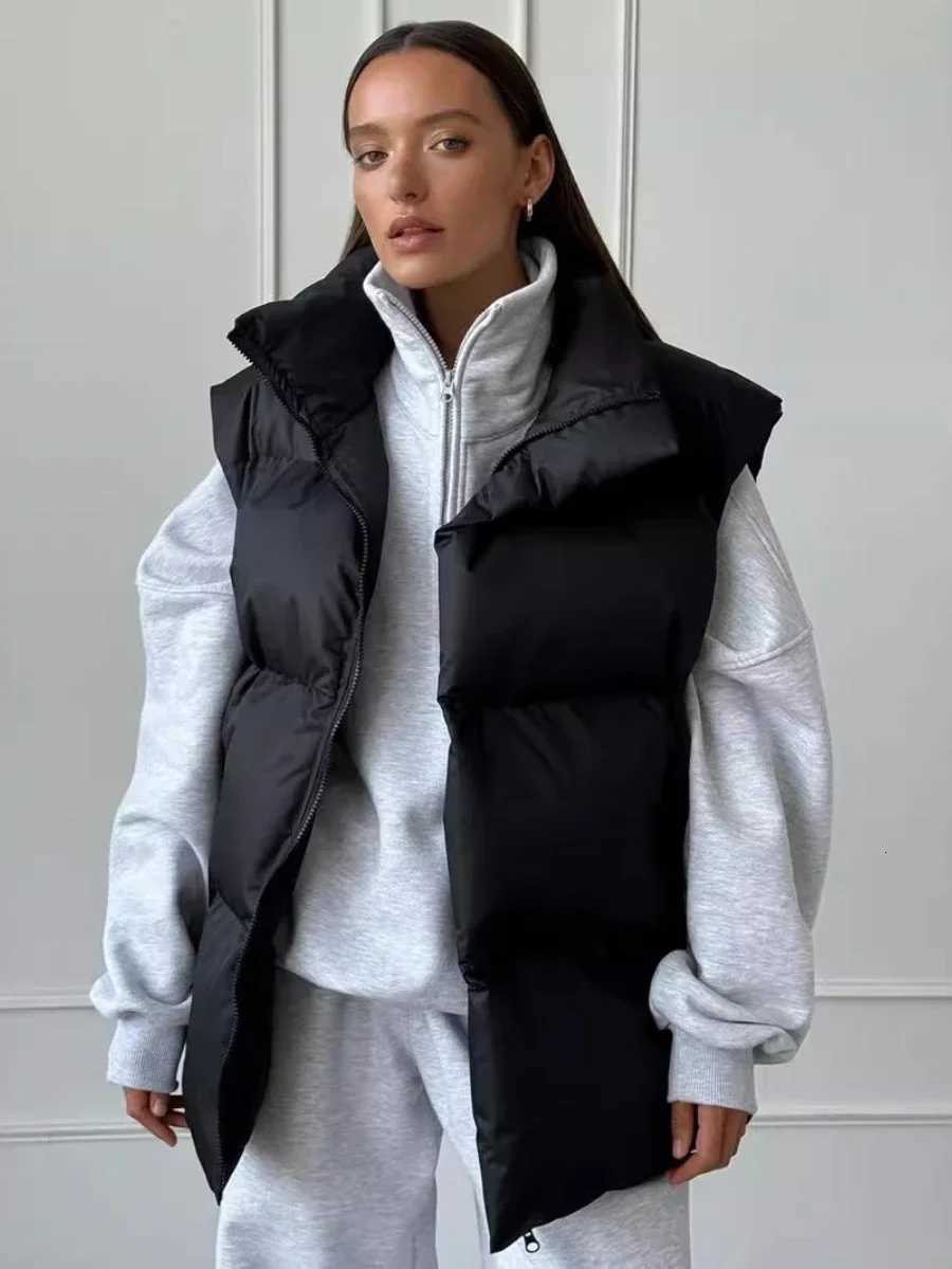 Women's Down Parkas Bornladies Women's Cotton Vest Jacket Autumn Winter Thicken Warm Loose Casual Vest Parkas Jacket Sleeveless Cotton Clo