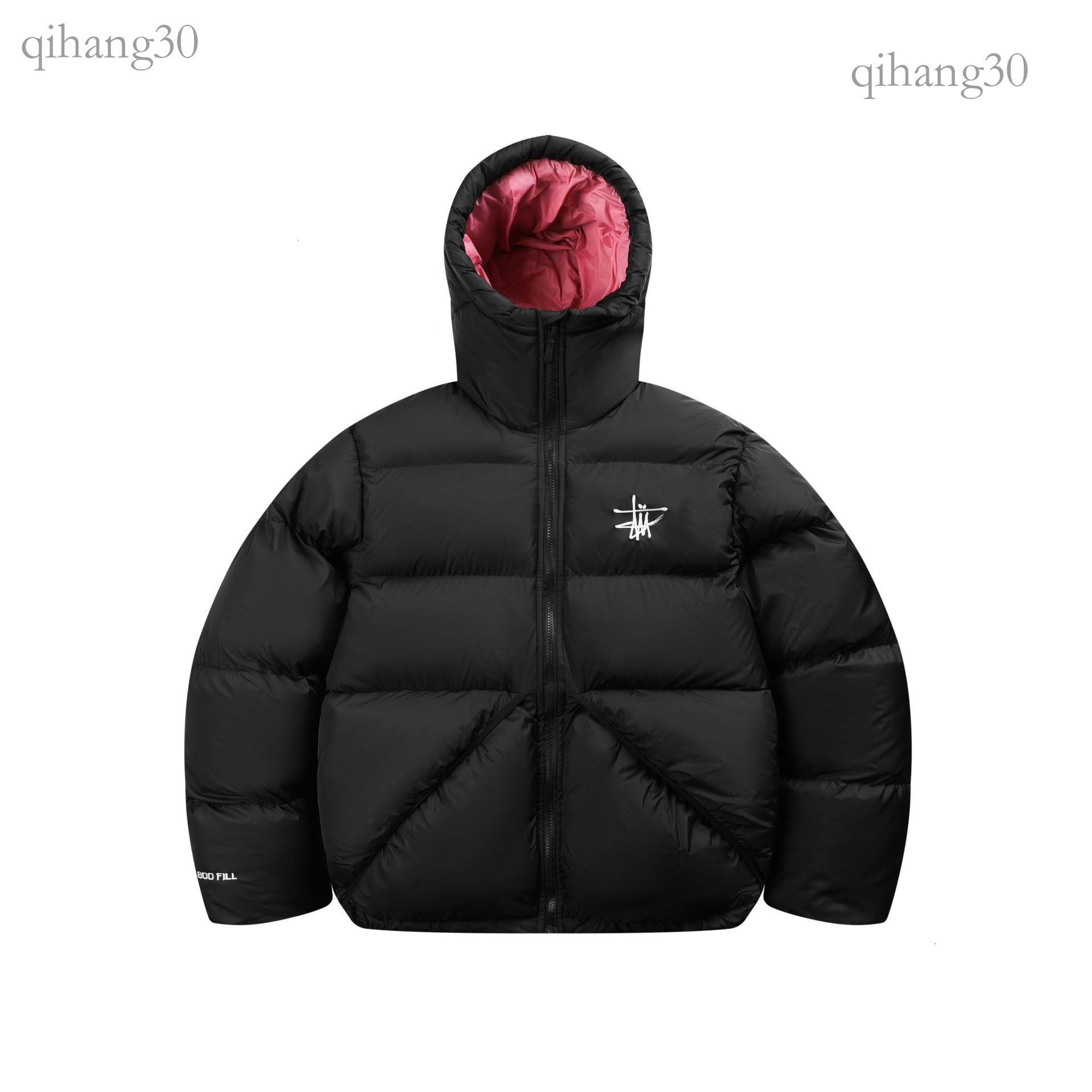 Stussytity Puffer Jacket Man Designer Thick Puffer Jacket Studed Embroidered Hooded Contrast Lining Bubble Winter Warm Streetwear Stusyshirt Puffer