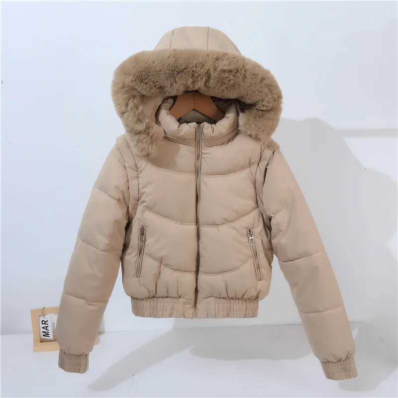 Women's Down Parkas Winter Thickened Short Korean-Style Cotton-Padded Jacket with Fur Collar for Petite Women Warm Coat down FilledT261017
