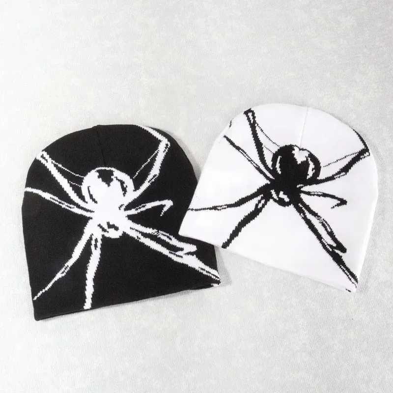 Beanie/Skull Caps 1PC Fashion Knitting Spider Web Design Hat for Men Women Pullover Pile Cap Y2k Goth Warm Beanie Hats New Hip-hop Street CapT261017