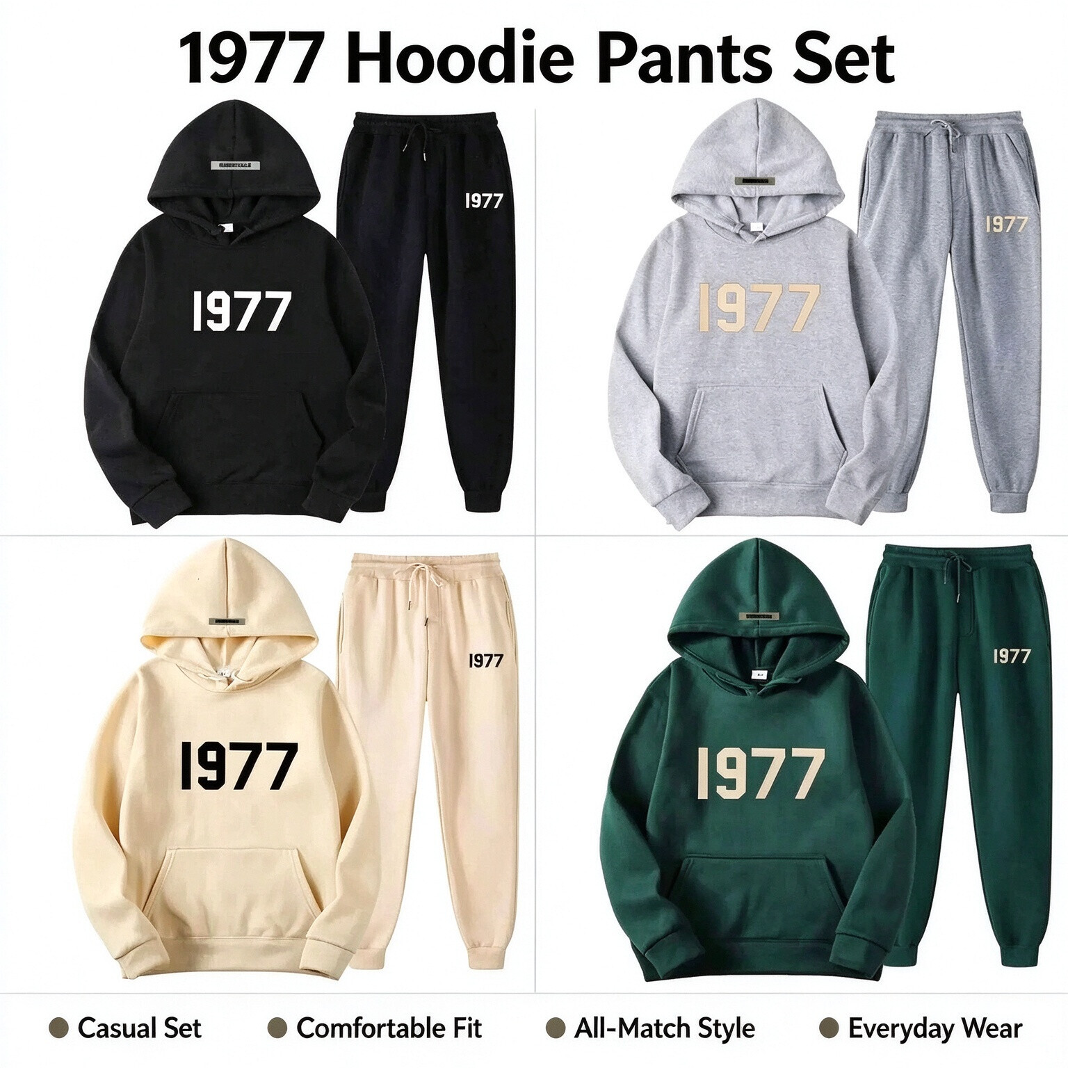 Mens 1977 Man Tracksuit Essential Designer Classic Letters Sweatshirts Esstials Pants Hoodie Casual Loose Long Sleeve Hoodies soft hoodie