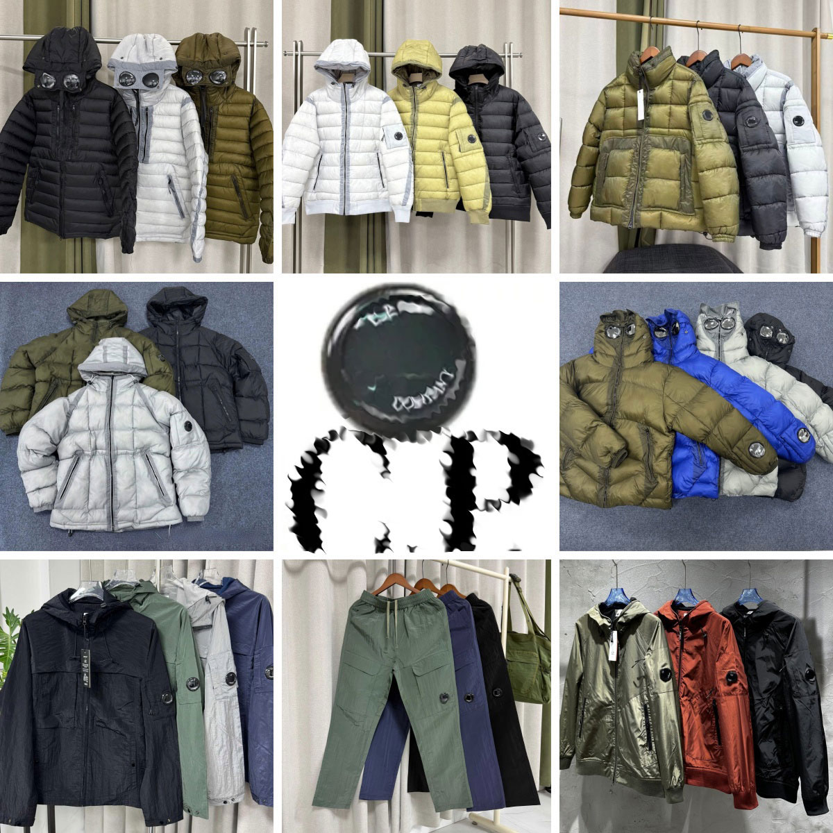 Designer comcppuffer jacket mens High Street Fashion Couple Style Streetwear Pullover Casual Round Lens CPGlasses windproof Coat Oversized Autumn Wi