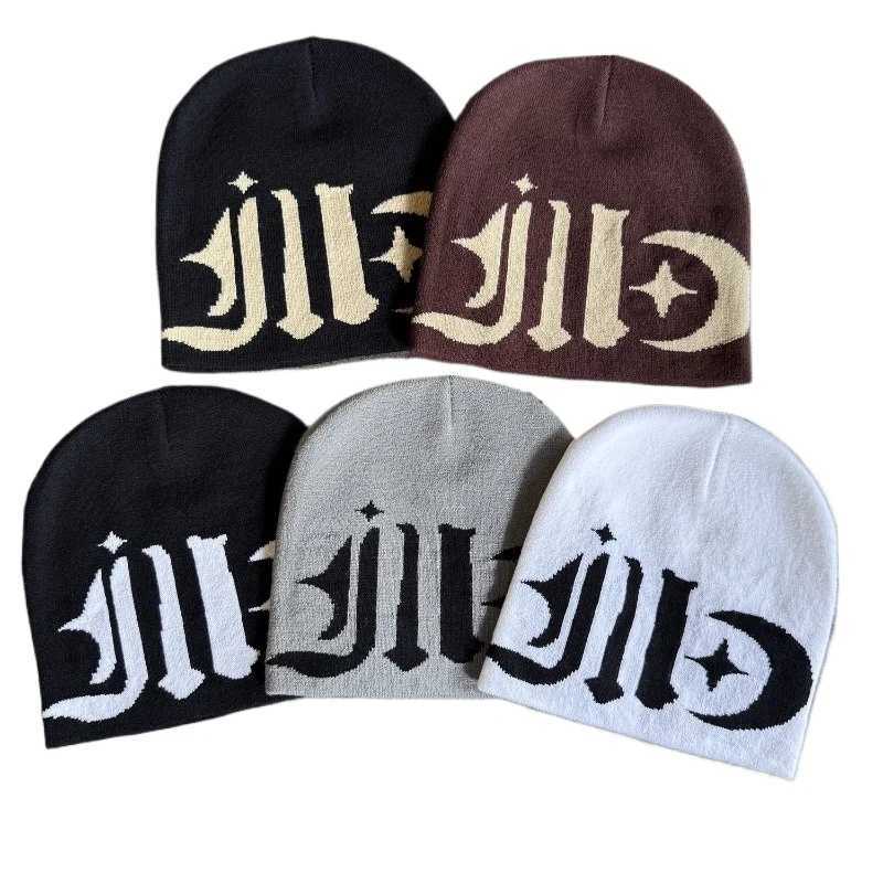 Fashion Jacquard Skull Cap Trendy Letter Knit Beanies Unisex Warm Hat for Men and Women Winter Autumn S261017N10W
